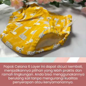 Popok Celana Toilet Traning Pelatihan Pipis Kain Diaper 6layer dapat di cuci