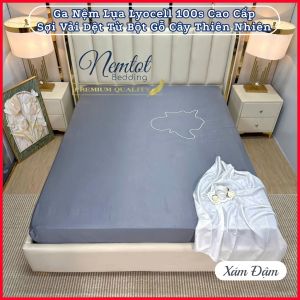 🌊LỤA LYOCELL 100S🌊Ga Nệm Lụa Mát Lạnh Cao Cấp - Sợi Dệt Từ Bột Gỗ Cây Thiên Nhiên - Nemtot Bedding