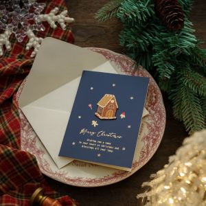 3D Embossed Christmas Greeting Card Gold Foil Xmas Holiday Card with Envelope Gift Cards for Party Present
