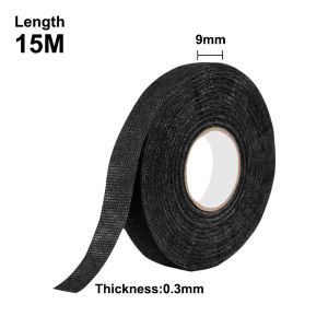 15M Automotive Wiring Tape 9/19/25MM Harness Tape Heat Isolation Adhesive Cloth Harness Tape Car Cable Tape Heat-resistant Flannel Tape
