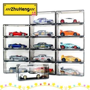 zhuheng 1pcs trong suốt chống bụi Stackable hộp lưu trữ mà không cần xe diecast Mô hình xe hộp hiển thị trẻ em hợp kim Xe mô hình hộp lưu trữ