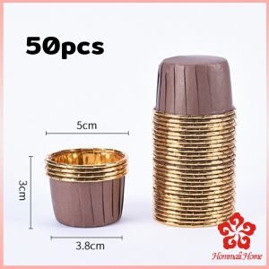 ถัวยกระดาษคัพเค้ก 50 ชิ้น/1แพ็ค ขอบม้วนสีทอง มีให้เลือกหลายสี เข้าอบได้ cupcake liner