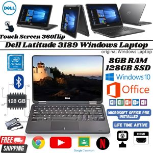 Touch Screen Windows 10 Laptop Dell 3189 360 flip convertable Laptop 4GB 16/32GB SSD Microsoft Pre Installed