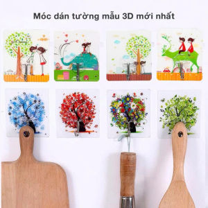 Bịt 10 Móc Dán Tường Treo Quần Áo Treo Đồ Dùng Họa Tiết 3D Siêu Dính Chịu Lực Tốt Độ Bền Cao Không Cần Khoan Tường.