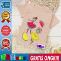 D&C KIDS Atasan kaos anak perempuan lengan pendek ukuran 1-10 tahun double dance  dc431. 