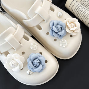 [Free Shipping] EVA Slippers For Outdoor Wear With A High-End Feel DIY Blue And White Floral Accessories Shoe Buckles Summer Korean-Style Trendy Shoes For Girls