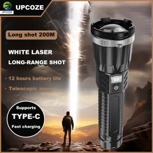 Super long-range bright flashlight kuasa tinggi paparan elektrik teleskopik zoom luar lampu suluh terang