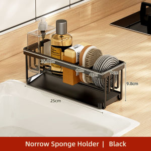 ODOROKU Kitchen Countertop Sponge Holder with Draining Tray Stainless Steel Dish Soap Organizer Basket for Cleaning and Scrub Tool Kitchen Sink Brush Caddy Holder Kitchen Soap Holder for Countertop
