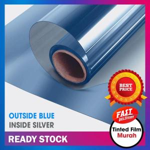 【 Free* TOOLS】Window Privacy Film Sun Blocking Mirror Reflective Tint One Way Heat Control Anti UV Window Stickers Outside Blue Inside Silver / Tinted Film for House Window / Pigment Film / Window Tinted Film For House Office & Factory / Tinted F