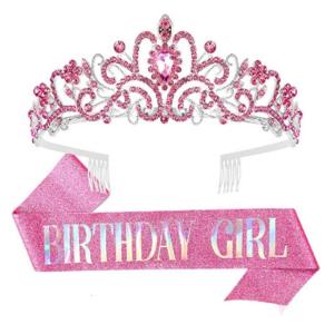 Bachelorette Party Sash Headband Crown Set Bride to Be Hen Night Bridal Shower Crown Hen Party Engagement