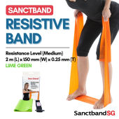 Sanctband Resistance Bands 2m Length Resistive Bands Medium Resistance Band Level 3 Exercise Band Lime Green Exercise Bands