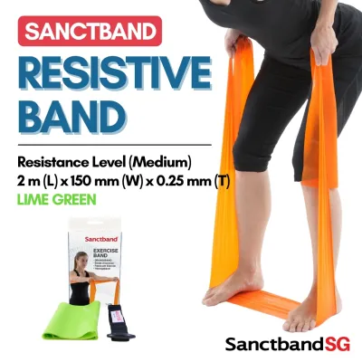 Sanctband Resistance Bands 2m Length Resistive Bands Medium Resistance Band Level 3 Exercise Band Lime Green Exercise Bands