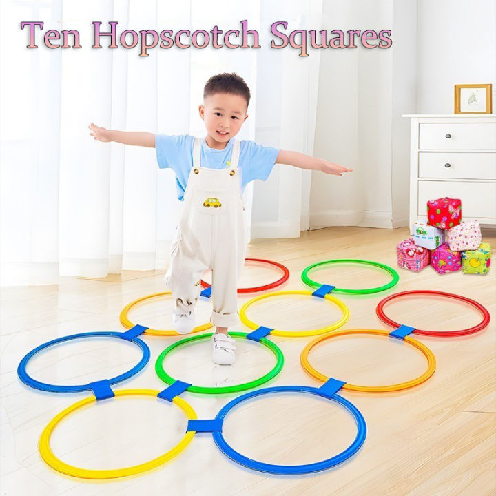10pcs Hopscotch Grid Jump Rings Kids Circle Plastic Toys Outdoor ...