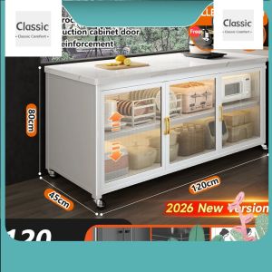 Upgrade 3L 12mm Thickened Rock Slab Kitchen Storage Cabinet With Pulley Kitchen Storage Rack