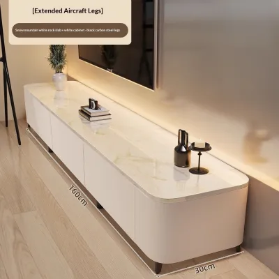 [SG] Space-Saving Corner TV Console Solid Rubberwood with Sintered Stone Countertop Italian Modern Design Fully Assembled Living Room Cabinet for Small Space
