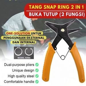 Tang Snap Ring Circlip 2-In-1 Lurus Buka Tutup 10 - 40 mm 2 Fungsi