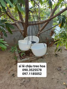 chậu nhựa treo hoa có dây treo bằng xích