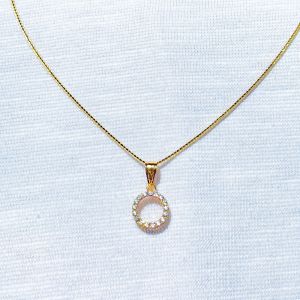 Liontin kalung emas asli kadar 700 16k solitaire love mainan halo itali santa