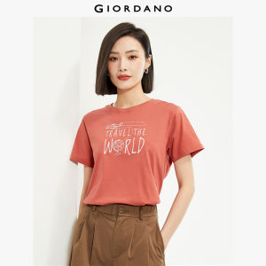 GIORDANO Áo Phông Nữ Du Lịch In 100% Cotton Tee Cổ Tròn Tay Ngắn Mùa Hè Đơn Giản Cơ Bản Thời Trang Áo Phông Free Shipping 13394202