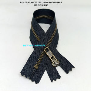 Resleting Zipper Ritsleting YKK 25 cm Atau 10 inch ATG Bakar Set Close-End Harga Per Biji