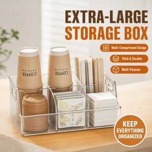 Home&Life.8 Durable Large Home Storage Box Multipurpose PET Snack Beverage Organizer Detachable Divider