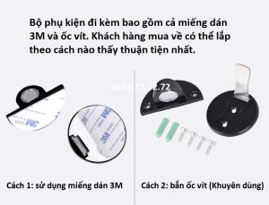 Chặn cửa thông minh Hít Nam Châm Chặn Cửa Như Vô Hình Dán Sàn chống va đập - kèm miếng dán 3M & ốc vít