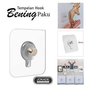 Gantungan Hook Paku Mur / Baut Tanpa Bor Stiker Dinding Hanger Pigura Handuk Sudut Lem Tembok