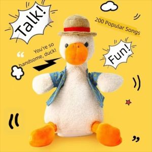 PRETTY MJ Electric Function Electric Plush Duck Plush Material Repeating Feature Repeating Duck Toy Electronic Toy Singing Function Interactive Toy Boys Toys