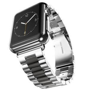 [ｈｏｔ] Suitable for applewatch Three-bead stainless steel watch strap iwatch Metal smartwatch strap