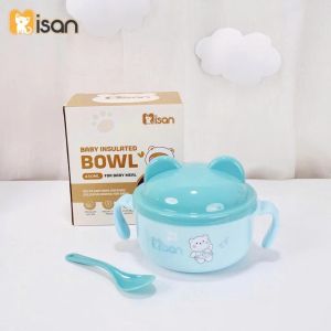 Bát ăn dặm inox 304 Misan giữ nhiệt 2 lớp kèm nắp đậy và thìa nhựa an toàn cho bé