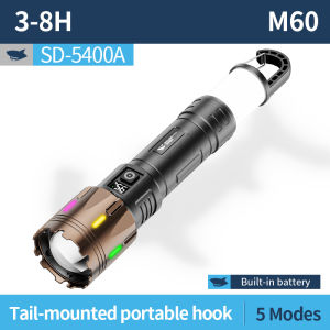 Nụ Cười Cá Mập SD5400 Đèn pin Led Siêu Sáng M60 5000LM 5 Chế Độ Với Đuôi Đèn Cắm Trại Loại C đèn pin sạc được Ánh Sáng cắm trại ngoài trời không thấm nước Đèn Cắm Trại