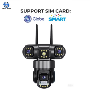 V380 Pro Solar CCTV Camera Three screens Wi-Fi Wireless Outdoor waterproof Ip Security 4G Sim Card Night Vision 2-Way Audio