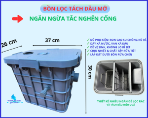 BỒN LỌC TÁCH DẦU DÙNG CHO GIA ĐÌNH - NGĂN CHẶN TẮC NGHẼN CỐNG THOÁT