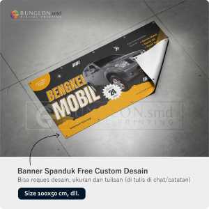 PRINT CETAK SPANDUK BANNER BENGKEL WARNA HITAM KUNING FREE DESAIN