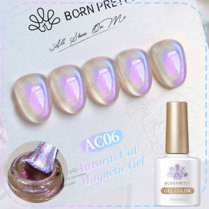 BORN PRETTY Purple Auroras Cat Eye Gel Nail Polish Sparkling Iridescent Reflective Glitter Semi Permanent Nail Art Gel Varnish