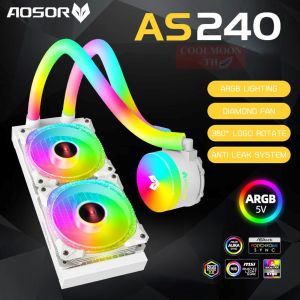 CPU LIQUID COOLER AOSOR ARGB GLOWING TUBE 240 ชุดน้ำปิดหม้อน้ำ2ตอน ระบายความร้อนCPU ตัวท่อมีไฟRGB แสงสีนวลไม่แสบตา