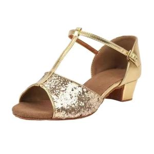 National standard Latin dance shoes Children boy girl dancing shoes girl soft soles low heel Latin training shoes female Adult dance shoes