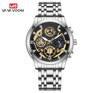Jam Tangan Kerangka Tourbillon Unik Mewah Elegan / Jam Tangan Pria Analog Stainless Steel Anti Air Ada Kalender Motif Matahari Bulan Bintang / Fashion Arloji Pria Luxury Bisnis Tanggal Aktif Model Terbaru Keren Fashionable / Skeleton Mechanic Watch Impor