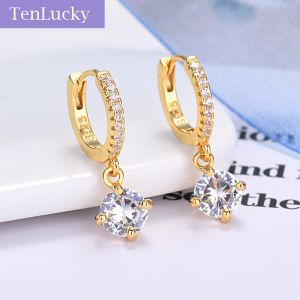TenLucky Anti-Allergy Fashion Sterling 925 Silver Needle Earrings for Women Bling Zircon Drop Earrings for Girl Women for Daily Party Wear with Jewelry Jewellery Box Birthday Valentines Day Raya Gift