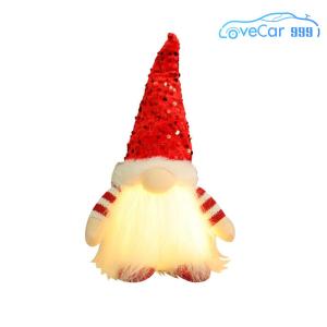 Holiday Lighted Dwarf Santa Claus Plush Rudolph Ornament for Christmas Tree and Festive Decor