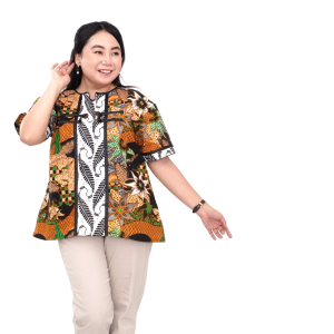 Blouse Big Size Batik Wanita Atasan Batik Lengkap S-M-L-XL-2L-3L-4L-5L-6L-7L Model Blus Jumbo Seragam Batik / Blus Pendek Big Size Formal / Atasan Kerja Wanita Jumbo Kantor / Blouse Jumbo Formal LD 140