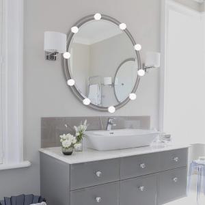 Vanity Mirror Lights Kit 10 Dimmable LED Bulbs with 3 Color Modes Ideal for Makeup Vanity Bathroom Dressing Room Power Supply Plug-In Lighting