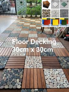 HOME BEST 1Pc 30X30cm Floor Decking Garden Decoration Flooring Lantai Kayu Carpet HOME Outdoor Indoor Wood Artificial Turf Fake Grass Stone Landscape Deck Patio Tiles Interlocking Lawn Mat Rumput FZ1-0315