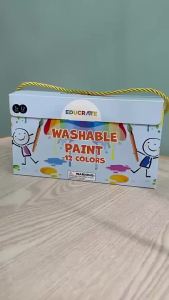 EducratePH 12 btls Non toxic washable paint for kids toddler finger paint acrylic tempera
