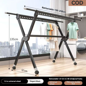 【COD】The aviation aluminum clothes drying rack does not deform fade or rust. It is beautiful foldable and movable and can be used indoors and outdoors.