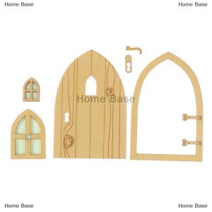[COD] Home Base 1ชุด dollhouse Miniature Fluorescent Fairy Elf ประตูหน้าต่างรุ่น House Decor Toy