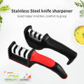 【Japanese Original】3-stage Stainless Steel Knife Sharpener Manual Fast Sharpening Portable Multiple-use Repair Grind Polish Sharpen Kitchen Utensil Tools. 