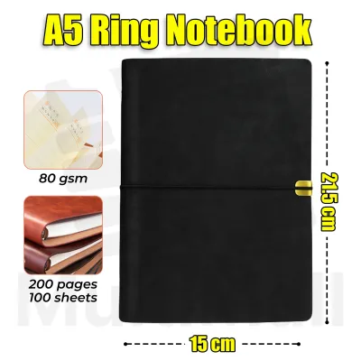 Notebook A5 Ring Cover | PU Leather|Notebook for writing| Note| Notebook Dairy| Writing Notebook| Handwriting Notebook| Business NotebooklNotebook for Officel Notebook