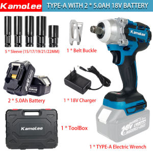 [COD+ spot] Kamolee DTW285/DTW700 impact wrench kompatibel dengan baterai Makita 18V 1800 Nm 1/2 inci kunci pas kombinasi torsi Makita tanpa kabel.