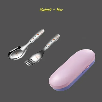 Stainless Steel Cartoon Spoon/Fork Portable Cutlery Set for Children [SG Ready Stock]